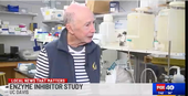 UC Davis distinguished professor Bruce Hammock is interviewed by Juliette Smith of Fox40 News. (Screen shot of Hammock in his lab, courtesy of Fox40 News)