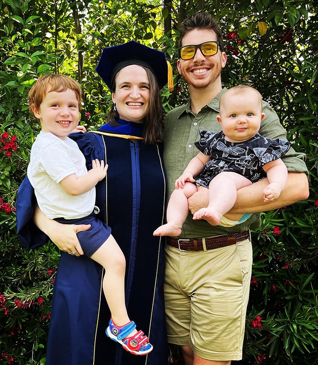 Meet Dr. Charlotte Herbert Alberts and her family: her husband George, and their children, Griffin, 3, and Marcy, 7 months.