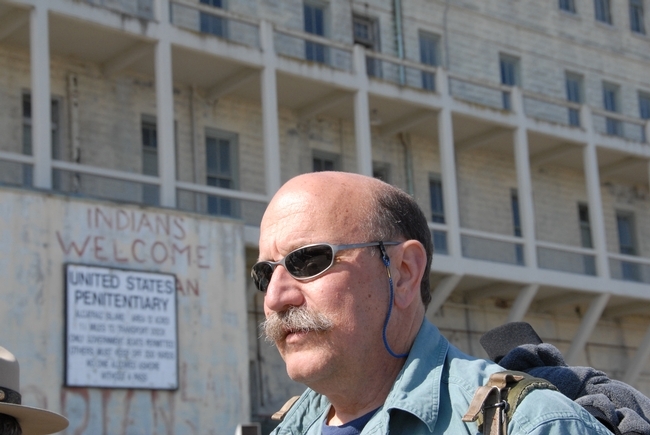 UC Davis forensic entomologist Robert Kimsey at Alcatraz where he has done insect research. (Photo by Kathy Keatley Garvey)