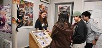 UC Davis doctoral student Emma Jochim discusses arachnids at a Bohart Museum of Entomology open house. She'll be showing the diversity of arachnids at Briggs Hall during UC Davis Picnic Day on Saturday, April 20, with colleagues. (Photo by Kathy Keatley Garvey) for Bug Squad Blog
