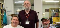 These three entomologists were trained directly or indirectly by Jerry Powell (1933-2023) of UC Berkeley. From left are Dan Rubinoff, John De Benedictus and Paul Opler (1938-2023) at a gathering of lepidopterists in 2019 at the Bohart Museum of Entomology.  Powell and Paul Opler (1938-2023) co-authored Moths of Western America, published in 2009. (Photo by Kathy Keatley Garvey) for Bug Squad Blog