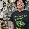 UC Davis student Jakob Lopez, a Bohart Museum employee, wearing the glow-in-the-dark trapdoor spider T-shirt. The cost is $22 plus tax for adult sizes and $18 plus tax for youth. Proceeds support the museum.