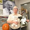 Tabatha Yang, education and outreach coordinator of the Bohart Museum of Entomology, strikes a pose as 