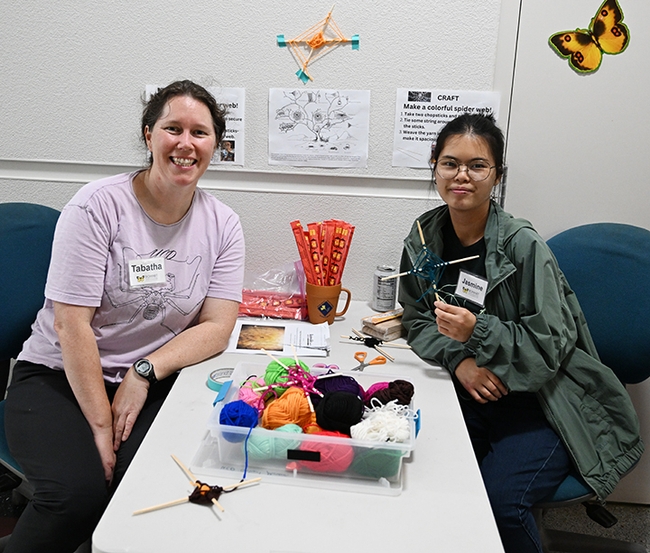 Tabatha Yang (left) the Bohart Museum of Entomology's education and outreach coordinator, with UC Davis student and Bohart intern, Jasmine Chow. (Photo by Kathy Keatley Garvey)