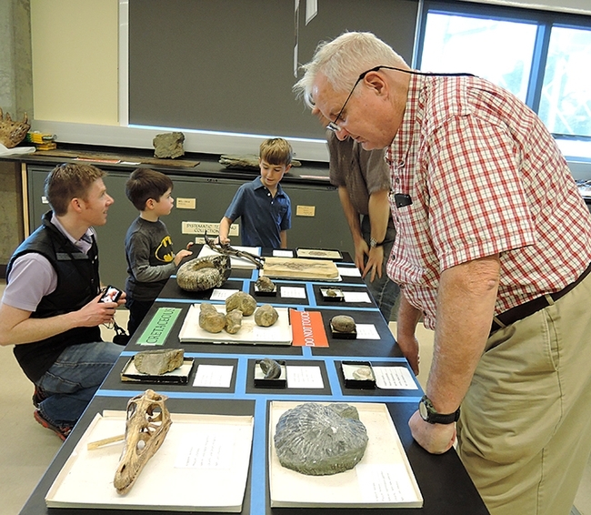 The Paleontology Collection, Department of Earth and Planetary Sciences, draws scores of visitors during UC Davis Biodiversity Museum Day. (Photo by Kathy Keatley Garvey)