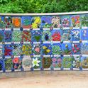 Nature's Gallery, a mosaic mural celebrating insects and plants, is now at home in the Storer Garden, UC Davis Arboretum, on Garrod Drive. (Photo by Kathy Keatley Garvey)