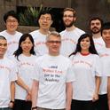 The Walter Leal lab wearing matching t-shirts. See caption at end of the blog. (Photo by Kathy Keatley Garvey)