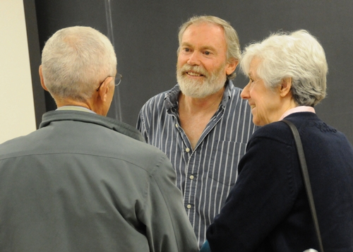 FOLLOWING the UC Davis Department of Entomology Webcasts, speakers field questions from the audience. Here research entomologist Terry Griswold (center) discusses North American bees with noted scientists Maurice Tauber and Catherine Tauber, newly retired from Cornell and now affiliates of the UC Davis Department of Entomology. (Photo by Kathy Keatley Garvey)