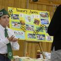 Nathaniel Haddon, 9, of the Vaca Valley 4-H Club, Vacaville, discusses bees at the Solano County 4-H Presentation Day. (Photo by Kathy Keatley Garvey)