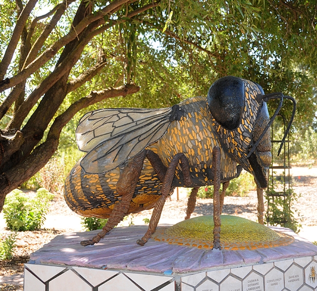 This ceramic-mosaic sculpture of a worker bee, by self-described 