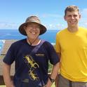 Researchers Hugh Dingle (left) UC Davis emeritus professor of entomology, and Mikah Freedman, UC Davis graduate student, in Guam in 2015