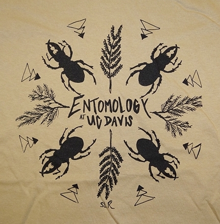 This is Stacey Rice's design of stag beetles. The T-shirt is the winner of the Entomology Graduate Students' Association's 2016 t-shirt contest.