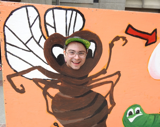 Graduate student Brendon Boudinot, chair of the UC Davis Department of Entomology and Nematology's Picnic Day Committee, poses in one of the popular cutout boards.