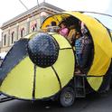 Apis Inlusio, a sculpture art car designed to look like a bee, drew thousands of onlookers. Part of the 2013 Burning Man Festival, it is  based in San Francisco.(Photo by Kathy Keatley Garvey)