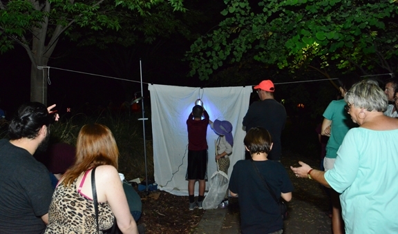 Blacklighting is a huge attraction at the Bohart Museum of Entomology Moth Night. (Photo by Kathy Keatley Garvey)
