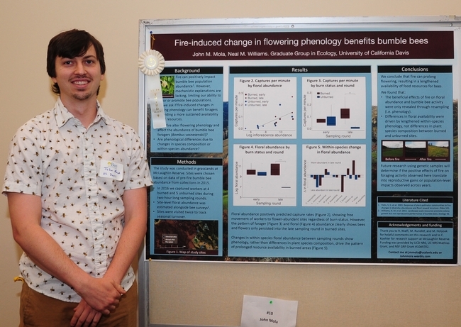 The third-place winner of $500 in the Graduate Student Research Poster competition went to John Mola of UC Davis for his 