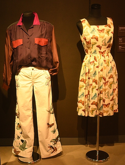 Clothing with an insect-motif in the Design Museum exhibition. (Photo by Kathy Keatley Garvey)