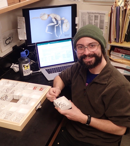 Ant specialist Brendon Boudinot,  Ph.D candidate in Phil Ward lab, UC Davis Department of Entomology and Nematology. (Photo by Kathy Keatley Garvey)