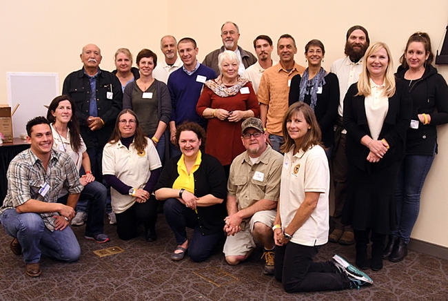 Here are many of the apprentice-level graduates, Class of 2017, California Master Beekeeper Program. They were introduced and honored at the fourth annual UC Davis Bee Symposium. In the front row, fourth from left, is director Elina Lastro Niño. At far left, front row, is Bernardo Niño, the founding program manager. (Photo by Kathy Keatley Garvey)