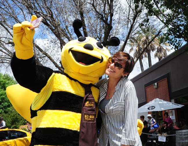 Miss Honey Bee, Benji Shade of Woodland Christian High School, takes a selfie with her teacher,  Jessica Hiatt at the inaugural California Honey Festival in downtown Woodland. This year's festival is Saturday, May 5.