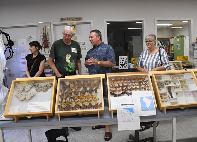 Retired entomologist and UC Davis alumnus Norm Smith (second from left) talks to visitors at the Bohart Museum of Entomology's 