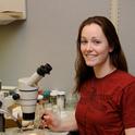 Danielle Wishon, shown here in 2011 at the Bohart Museum of Entomology, will be back at the Bohart on Saturday, Jan. 12 to participate in an open house. (Photo by Kathy Keatley Garvey)