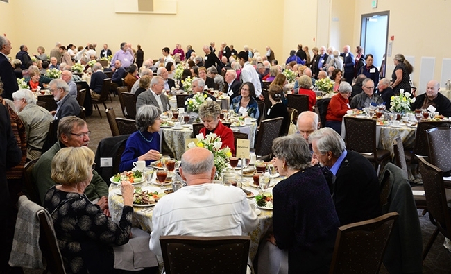 The crowd at the annual Academic Retiree and Emeriti Award Luncheon. (Photo by Kathy Keatley Garvey)