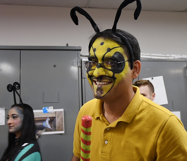 This was the first Halloween party for visiting scholar Syed Fahad Shah, a lecturer in the Department of Entomology, University of Agriculture, Peshawar, Pakistan. (Photo by Kathy Keatley Garvey)
