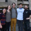 The UC Linnaean Games Team includes (from left) Hanna Kahl, Jill Oberski, Miles Dakin, Zach Griebenow and Brendon Boudinot, all in the doctoral program, UC Davis Department of Entomology and Nematology. Not pictured: captain Ralph Washington Jr., who received his bachelor's degree in entomology at UC Davis and is now a graduate student at UC Berkeley. (Photo by Kathy Keatley Garvey)