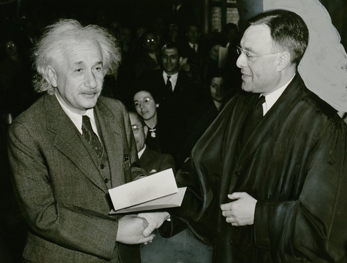 GERMAN-BORN physicist Albert Einstein (left), shown here accepting American citizenship in 1940, never said “If the bee disappears from the surface of the earth, man would have not more than four years to live,