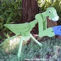 This is the coronavirus-equipped  mantis that's drawing lots of smiles in the Davis front yard of entomologists Robert and Lynn Kimsey of UC Davis. (Photo by Lynn Kimsey)
