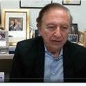 Renowned virologist Robert Gallo ponders a question during his interview with UC Davis distinguished professor Walter Leal. The virtual symposium is from 5 to 7 p.m., June 3. (Screen shot)