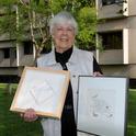 Davis artist Marilyn Judson displays some of her work. She died at age 91 on July 7. (Photo by Kathy Keatley Garvey)