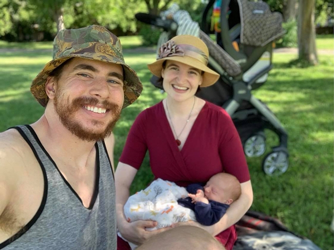 This family photo, taken in June 2020, shows George and Charlotte Alberts and their son, Griffin.