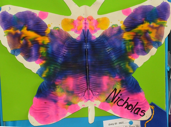 This colorful butterfly is the work of 3-year-old Nicholas Razo of Dixon. (Photo by Kathy Keatley Garvey)