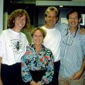 This UC Davis 1993 image shows doctoral students Kelli Hoover (foreground), Bryony Bonning and Bill McCutcheon with their major professor, Sean Duffey, 1943-1997. Duffey, vice chair of the Department of Entomology, died May 21, 1997 of an embolism from undiagnosed lung cancer.