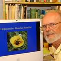 The late Robbin Thorp, UC Davis distinguished emeritus professor, kept his image of Franklin's bumble bee as his screensaver image on his computer. He last saw the bee in 2006 at Mt. Ashland, and was the last known person to see the pollinator. (Photo by Kathy Keatley Garvey)