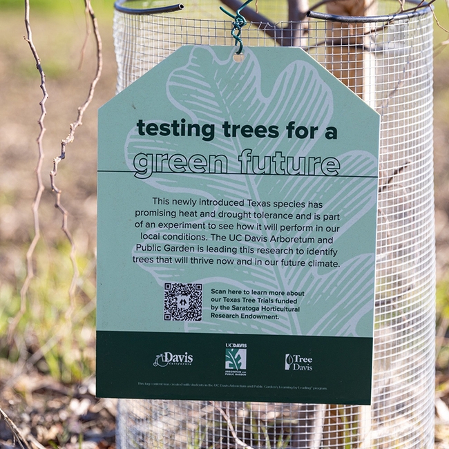 A sign in the UC Davis Arboretum and Public Garden explains the project.