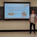 UC Davis doctoral candidate and arachnologist Lacie Newton delivering her exit seminar. She will be participating in the American Arachnological Society conference at UC Davis. An open house at the Bohart Museum on June 25 will kick off the conference.