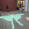 Chalk art of a Luna moth graced the entrance to the Bohart Museum of Entomology at UC Davis on Moth Night. (Photo by Tabatha Yang)
