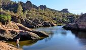 Albert Ruhi explores new field sites at Pinnacles National Park. Photo by Nuria Pla.