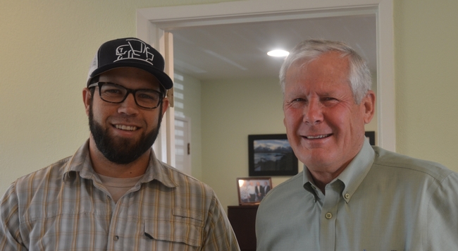 UCD grad student, Geoff Koch, and former CDFA Environmental Farming Act's Science Advisory Committee Director, Don Cameron of Helm, CA.