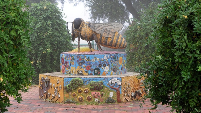 Miss Bee Haven, a ceramic-mosaic sculpture by self-described 