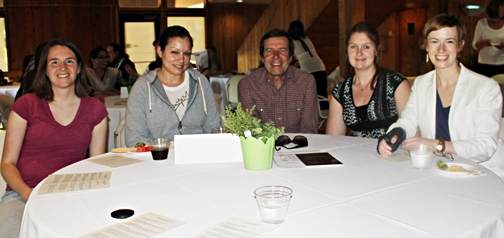 From left are graduate students Rachel Graham and Cindy Preto; mentor Frank Zalom; and graduate students Kelly Hamby and Jan Sedell.