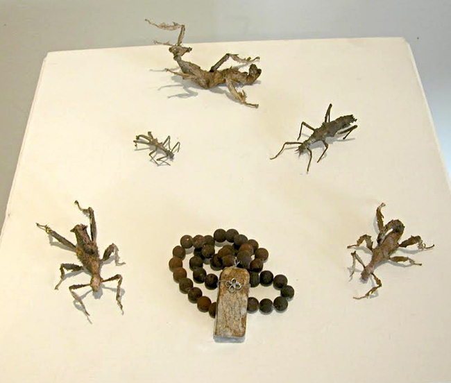 These bronze stick insects are part of Matan Shelomi's solo exhibition.
