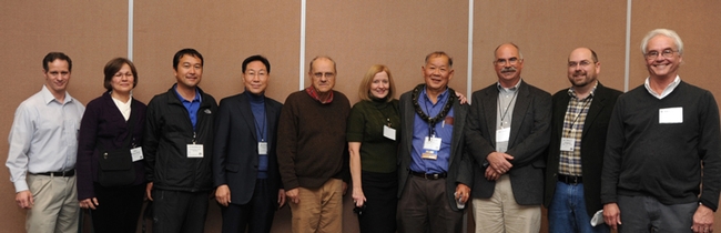 From left are David Shapiro-Ilan, Mary Barbercheck, Dong Woon Lee, Ho Yul Choo, Don Strong, Lynn LeBeck, Harry Kaya, Ed Lewis, Jim Campbell, and Larry Duncan.