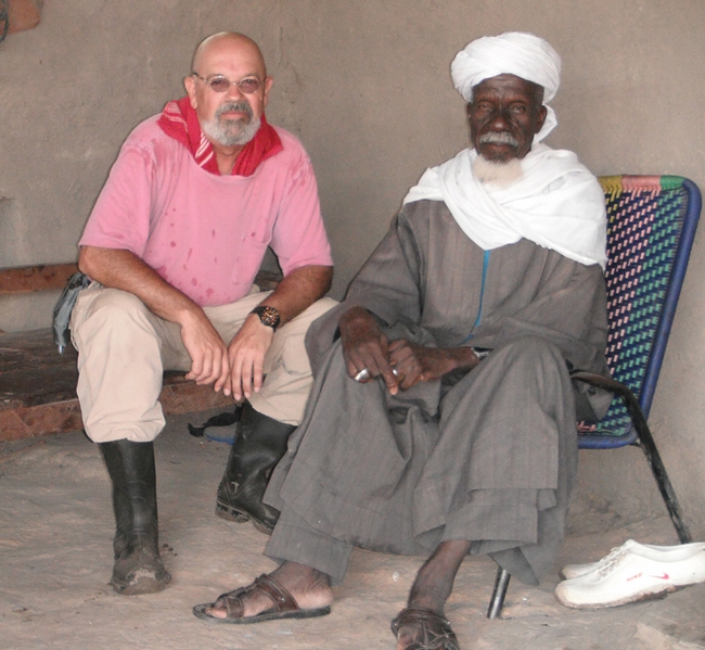 UC Davis medical entomologist Gregory Lanzaro (left) with Imam of the village of Kela. (Photo by Anthony Cornel)