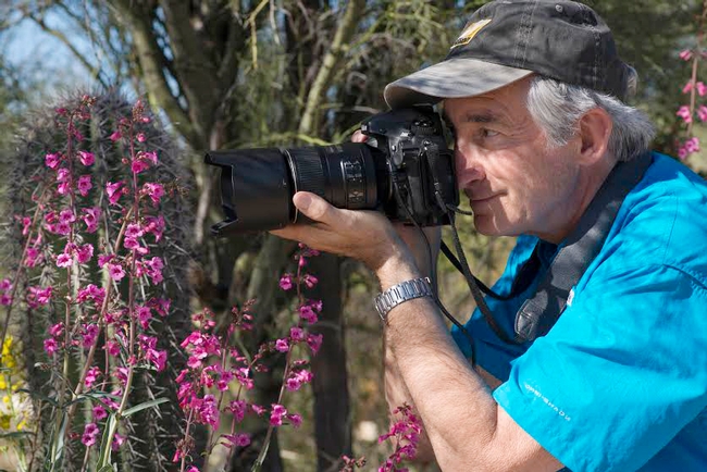 Entomologist/author/photographer Stephen Buchmann focuses on a pollinator. (Photo by Kay A. Richter)