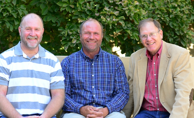 The Hazeltine brothers in November 2012, supporting mosquito research at UC Davis: (from left) Jeff, Lee and Craig. Jeff passed away in March 2013. (Photo by Kathy Keatley Garvey)