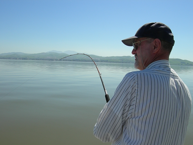 Professor Les Ehler enjoying a day of fishing. This photo, provided by colleague Larry Godfrey, was taken in 2007, a year before he retired.